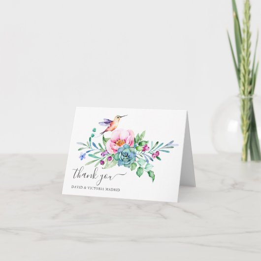 Waterverf Floral Hartelijk dank Kaart (Voorkant)