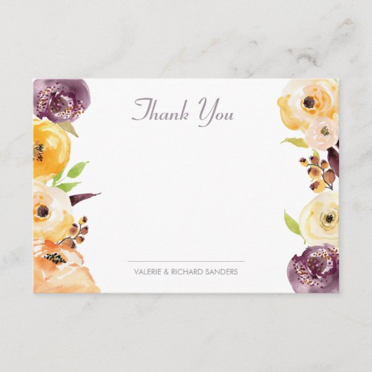 Waterverf Floral Hartelijk dank Notitiekaartje (Voorkant)