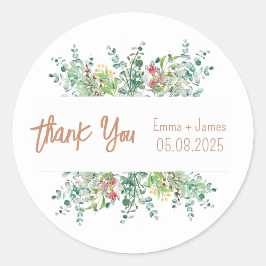 Waterverf Floral Hartelijk dank Sticker (Voorkant)