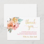 Waterverf Floral Hartelijk dank voor Roze en Gold  Bedankkaart (Voorkant / Achterkant)