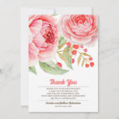 Waterverf Floral Hartelijk dank voor uw bruiloft Bedankkaart (Voorkant)