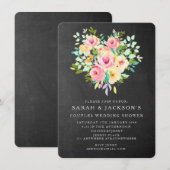 Waterverf Floral Heart Couples Wedding Shower Kaart (Voorkant / Achterkant)