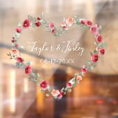 Waterverf Floral Heart Elegant Custom Wedding Raamsticker (Vel 2)