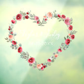 Waterverf Floral Heart Elegant Custom Wedding Raamsticker (Vel 3)