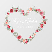Waterverf Floral Heart Elegant Custom Wedding Raamsticker (Vel)