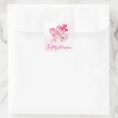 Waterverf Floral Heart en Valentijnsdag Gifts Vierkante Sticker (Tas)