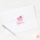 Waterverf Floral Heart en Valentijnsdag Gifts Vierkante Sticker (Envelop)