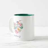 Waterverf Floral Heart Hummingbird Grandma Gift 2 Tweekleurige Koffiemok (Voorkant links)