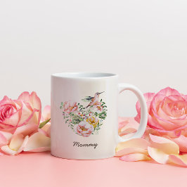 Waterverf Floral Heart Hummingbird Mam Gift Tweekleurige Koffiemok