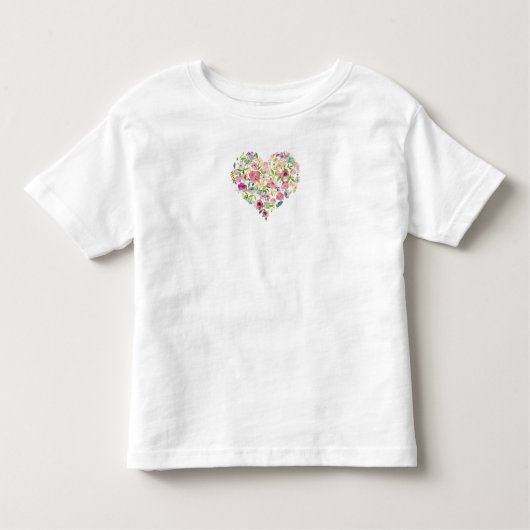 Waterverf Floral Heart Roze haar Kind van de zoete Kinder Shirts (Voorkant)