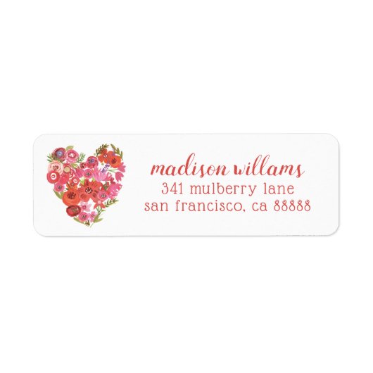 Waterverf Floral Heart | Valentijn Chic II Etiket (Voorkant)
