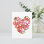 Waterverf Floral Heart | Valentijn Chic II Feestdagenkaart (Staand voorkant)