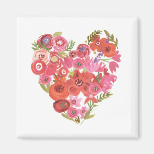 Waterverf Floral Heart   Valentijn Chic II Magneet