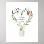 Waterverf Floral Heart Valentijn Poster (Voorkant)