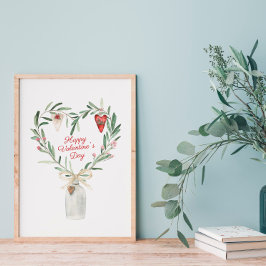 Waterverf Floral Heart Valentijn Poster