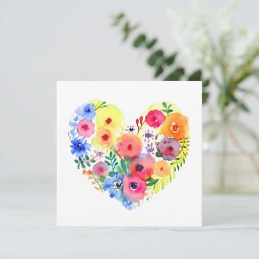 Waterverf Floral Heart Wreath (Staand voorkant)