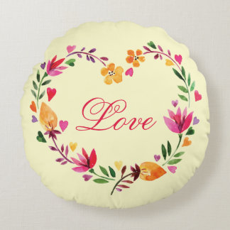 Waterverf Floral Heart Wreath Love Dream (terug) Rond Kussen