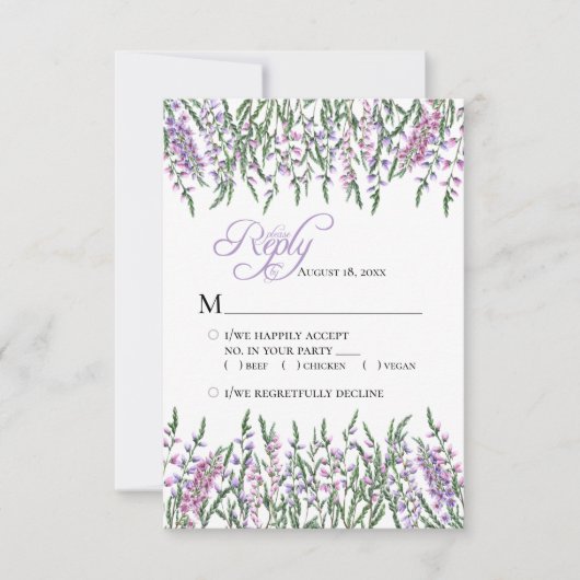 Waterverf Floral Heather Wedding RSVP (Voorkant)