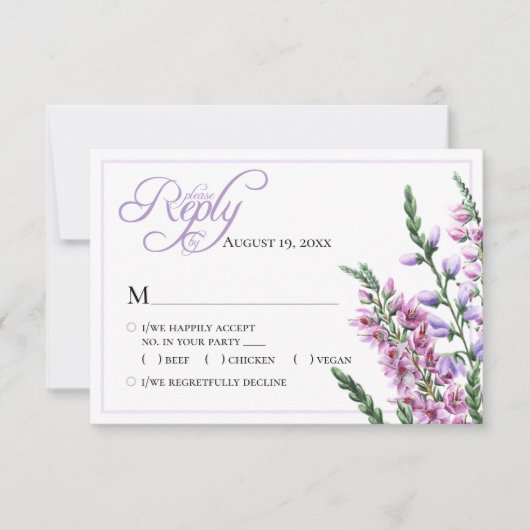 Waterverf Floral Heather Wedding RSVP (Voorkant)
