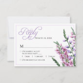 Waterverf Floral Heather Wedding RSVP Kaartje (Voorkant)