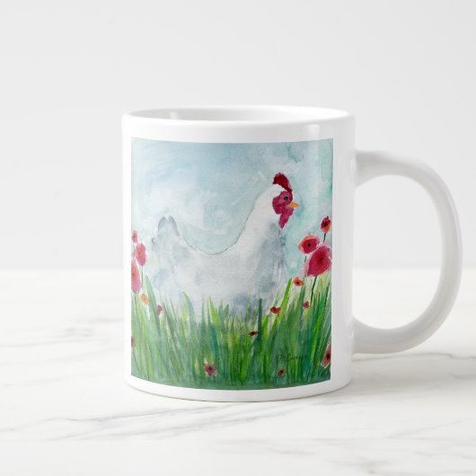 Waterverf Floral Hen Grote Koffiekop (Rechts)