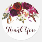 Waterverf Floral herfst bruiloft Hartelijk dank Ronde Sticker (Voorkant)