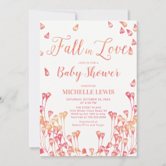 Waterverf Floral Herfst Girl Baby shower Kaart (Voorkant)