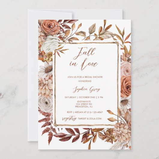 Waterverf Floral Herfst in Love Vrijgezellenfeest Kaart (Voorkant)