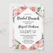 Waterverf Floral Hexagon Bridal Brunch Shower Kaart (Voorkant)