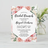 Waterverf Floral Hexagon Bridal Brunch Shower Kaart (Staand voorkant)