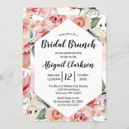 Waterverf Floral Hexagon Bridal Brunch Shower Kaart