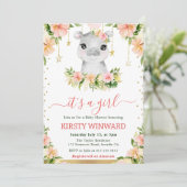 Waterverf Floral Hippo Meisje Baby shower Kaart (Staand voorkant)