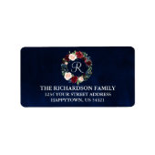 Waterverf Floral Holiday Monogram Adres Etiket (Voorkant)