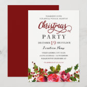 Waterverf Floral Holly Wreate Kerstparty Kaart (Voorkant / Achterkant)