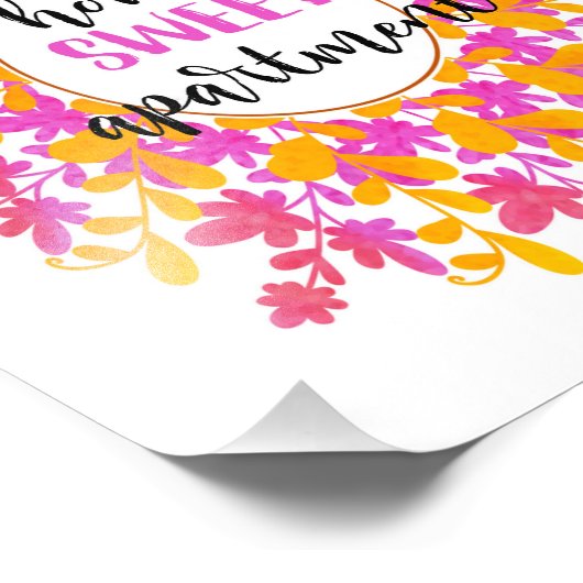 Waterverf Floral Home Sweet Acourt Wall Art Foto Afdruk (Hoek)