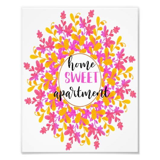 Waterverf Floral Home Sweet Acourt Wall Art Foto Afdruk (Voorkant)
