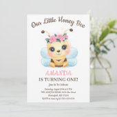 Waterverf Floral Honey bee Birthday Party Kaart (Staand voorkant)