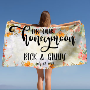 Waterverf Floral Honeymoon Gifts Personalized Strandlaken