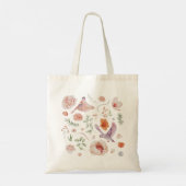 Waterverf Floral Hummingbird Patroon Tote Bag (Achterkant)
