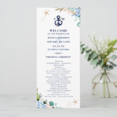 Waterverf Floral Hydrangea Anchor Beach Wedding Programmakaart (Staand voorkant)
