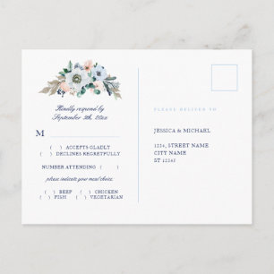 Waterverf Floral Hydrangea Meal Choice RSVP Briefkaart
