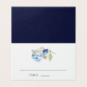 Waterverf Floral Hydrangea Navy Place Card Kaart (Buitenkant ongevouwen)