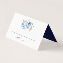 Waterverf Floral Hydrangea Navy Place Card Kaart