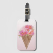 Waterverf Floral Ice Cream Cone met naam Bagagelabel (Voorkant (verticaal))