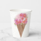 Waterverf Floral Ice Cream Cone met naam Papieren Bekers (Achterkant)