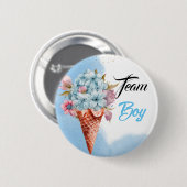 Waterverf Floral Ice Cream Team Boy Gender reveal Ronde Button 5,7 Cm (Voorkant /achterkant)