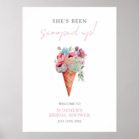 Waterverf Floral Ice Cream Vrijgezellenfeest Welko Poster (Voorkant)