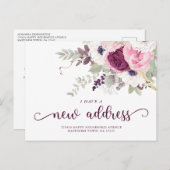 Waterverf Floral Ik heb een nieuw adres dat Anno b Aankondigingskaart (Voorkant / Achterkant)