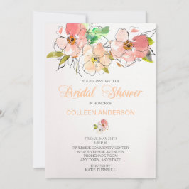 Waterverf Floral Impression Vrijgezellenfeest Invi Kaart