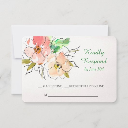 Waterverf Floral Impression Wedding RSVP (Voorkant)